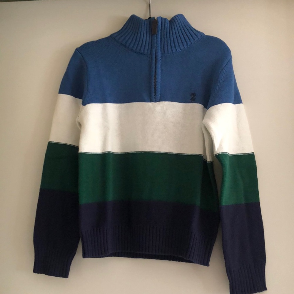 NWT Boys Izod striped 1/2 zip sweater S 8